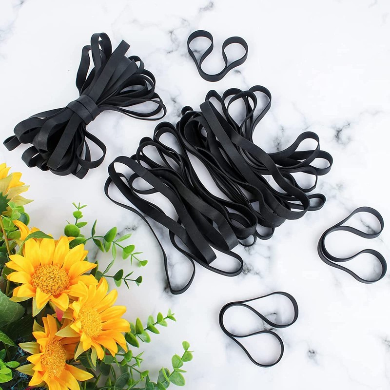 Rubber Bands, Pack of 100 Elastic Rubber Rings, Black, 5