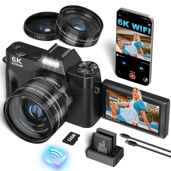 VJIANGER 2025 Upgrade 6K Digital Camera for Photography 64MP Vlogging