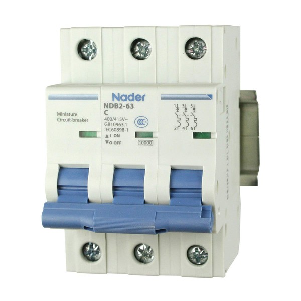 Automation Systems Interconnect NDB2-63C20-3 DIN Rail Mount Circuit Breaker, UL 1077 Supplemental Protection, 20 amp, 3 Pole, 240/480V, General Purpose Trip Curve C