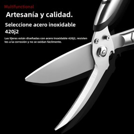 Tijeras, Tijeras Cocina Multifunción y Desmontables, Tijeras Cocina Profesionales, Tijeras de aves de corral resistentes，para pollo, pescado, carne, aves, hierbas, huesos. (Plata negra)