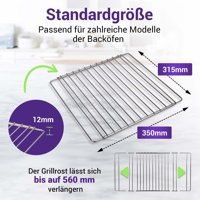 Viоks.pro Cooking Grate, Oven Grate, 315 x 350-560 mm, Extendable