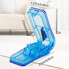 2Pack Pill Cutter Pill Tablet Cutter with Blade and Storage Compartment Pills Cut in Half Quarter 2-in-1 Pill Splitter Pill Case to Divide and Carry Daily Medication
