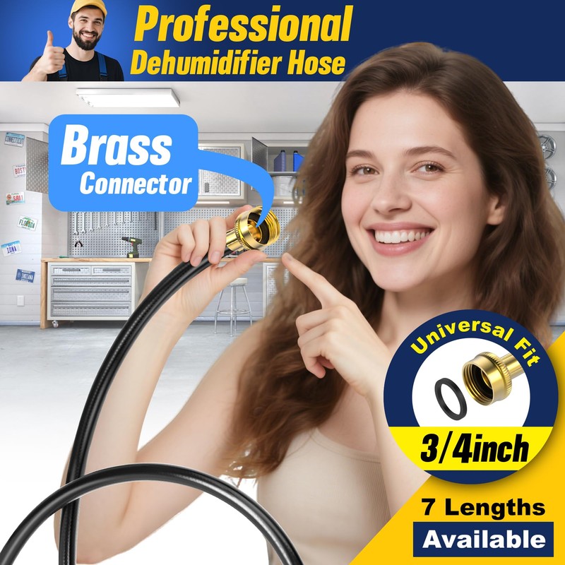 (7 Length Options) Dehumidifier Drain Hose with 3/4 Inch FHT