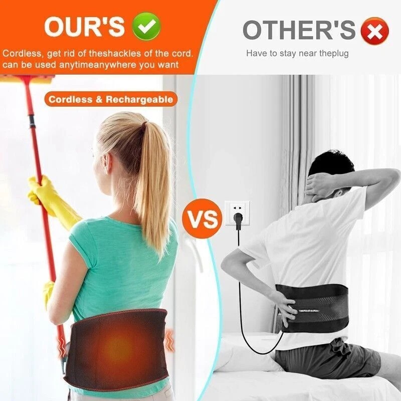 Cordless Massage Belt Electric Heated with Back Support Waist Vibration