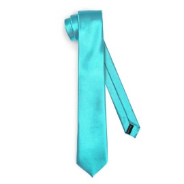 Ladeheid Classic Men's Tie, Glossy, Perfect for Office & Festivities, Various Colours - Ideal for Business Meetings, Weddings, Size 150 cm x 7 cm TMS-7, turquoise