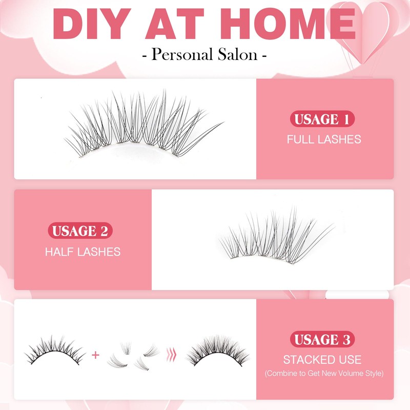 Glowingwin Individual Lashes Cluster Lashes 228 PCS Wispy False Eyelashes