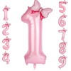 Pink Number Balloons with Mini Bow, 40 Inch Large Number