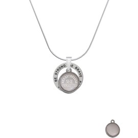 Delight Jewelry Stainless Steel Disc Nevertheless She Persisted - Silvertone Be Strong Be Brave Be Fearless Message Ring Necklace, 18"