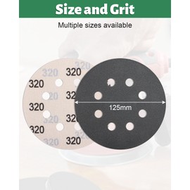 JatilEr 5 Pcs 125mm Sanding Discs Grit 320, 8 Hole Wet and Dry Sanding Disc Round Hook and Loop Sanding Disc Orbital Sanding Discs Sandpaper for Wood, Metal and Jewelry Car Polishing