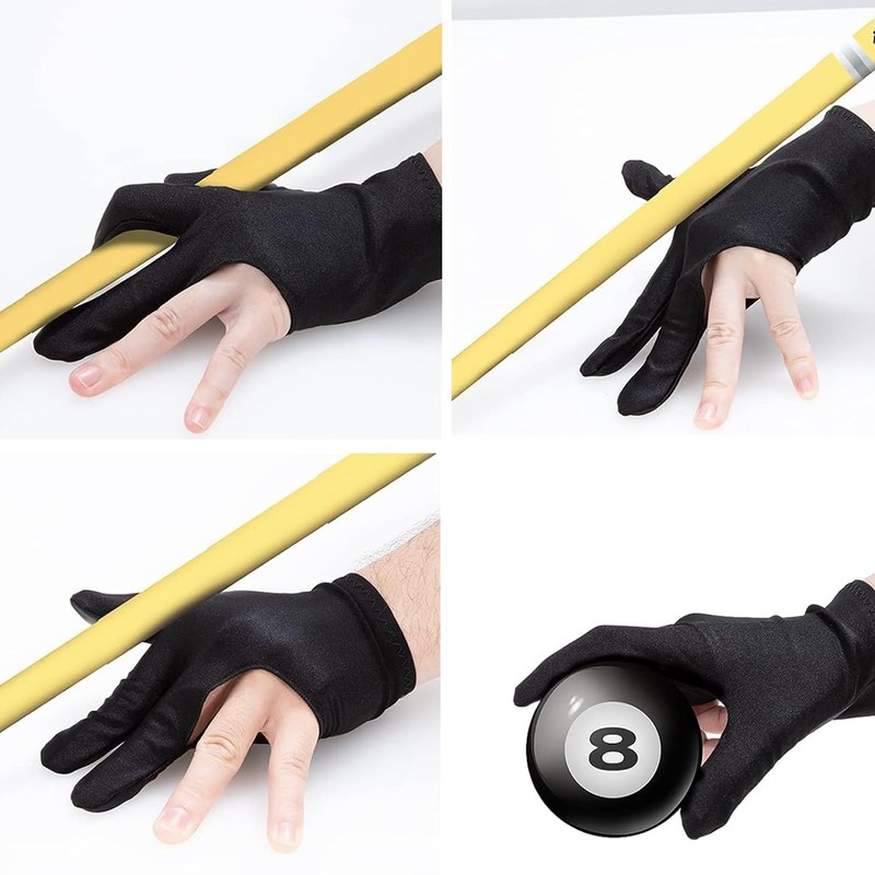 Aruicheng Billiards Glove 2 Pcs Three Finger Pool Glove Universal