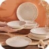 Corona 12-Piece Light Sandy Beige Ceramic Dinnerware Sets, Plates and