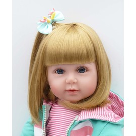 Babyfere Realistic Reborn Toddlers Dolls Girls Blond Hair Look Real Soft Vinyl Toddler Dolls Silicone 24 Inches with Clothes