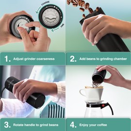 West Coast Chef Manual Coffee Grinder - Manual Burr Grinder, Portable Coffee Grinder Manual - Espresso Hand Grinder Coffee - Manual Coffee Bean Grinder - Travel Coffee Grinder Hand Coffee Grinder Burr