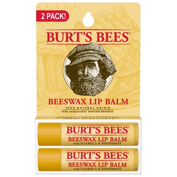 Burts Bees 100% Natural Origin Moisturizing Lip Balm, Beeswax, 2 Tubes in Blister Box (10792850776996)