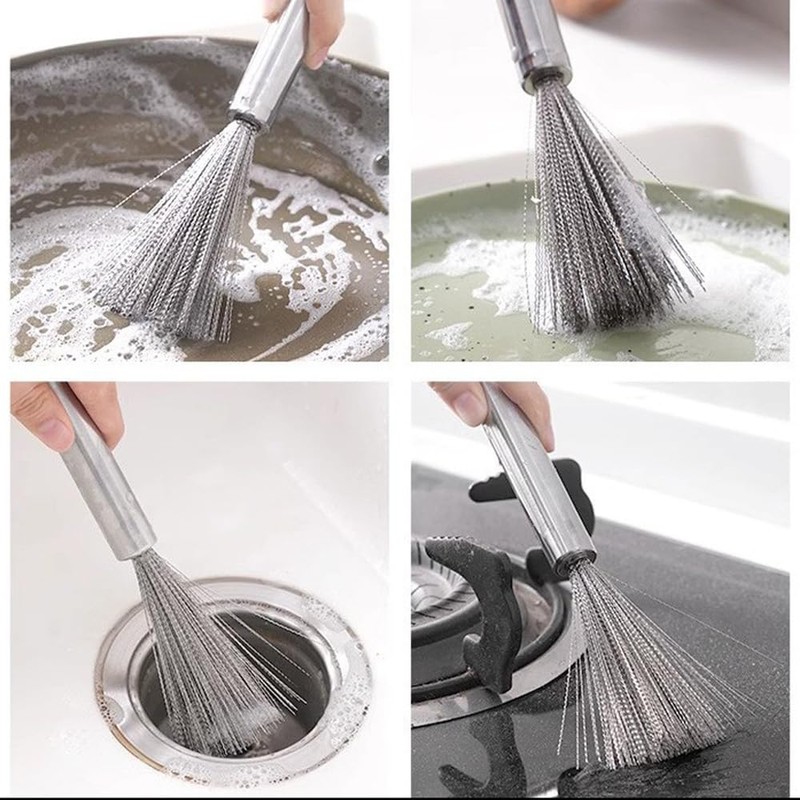 Samcos Sasara Rustproof Kitchen Brush, Stainless Steel, Heavy Duty, Hook