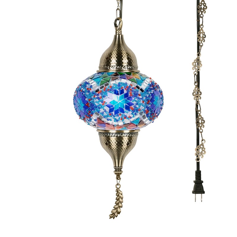 Yarra-Decor Turkish Moroccan Pendant Hanging Light with 15-Foot Cord -