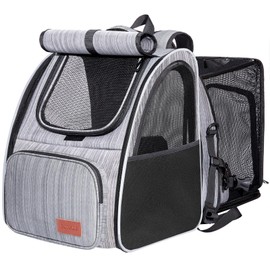 TAMUADE Cat Carrier Backpacks Expandable Cat Backpacks for Carrying Cats Up to 20 Lb, Grey L