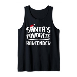 Santa's Favorite Bartender T-Shirt Bartender Christmas Shirt Tank Top