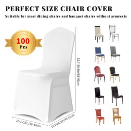 BIGTONE 100 Pieces Black Chair Covers - Stretch Polyester Spandex Chair Slipcovers for Wedding Party Banquet Upgrade and More (Dining Chair Cover-Black-100 Pcs)