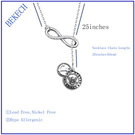 BEKECH Infinity and Navy Corp Military Charm Anchor Charm Lariat Y Necklace Military Jewelry for Military Mom/Grandma/Aunt/Wife/Girlfriend (Navy Y Necklace)