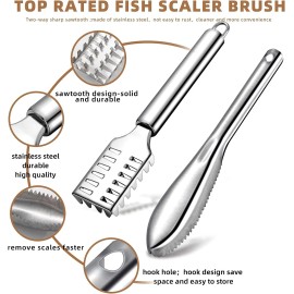 mamakoi 3-Piece Fish Scaler Set with Stainless Steel Brush for Easy Cleaning