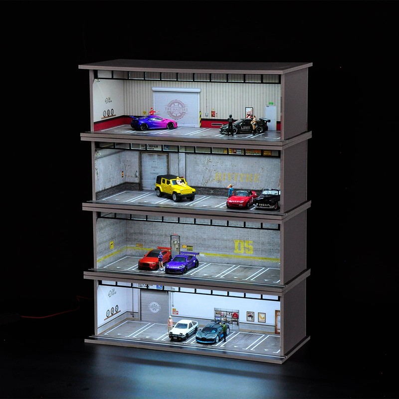 Bivitre 1/64 Diorama Display Case with LED Lights - Compatible