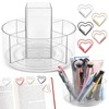 Kryslanix Rotating Pencil Holder with 10pcs Paper Clips,5 Slots 360°