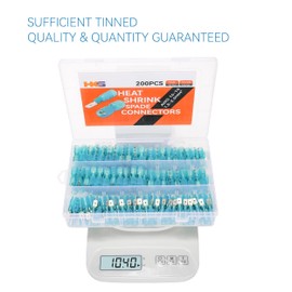 HKS 200PCS/100Pairs Spade Connector Kit - Blue AWG 16-14 Male & Female Terminal-Heat Shrink Electrical Quick Disconnect Wire Connectors Kit - Tinned Automotive Marine Crimp Waterproof and Insulated