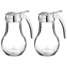 OCS Parts Syrup Dispenser with Lid and Dispensing Thumb Lever | Commercial Grade Liquid Dispensers for Home and Commercial Kitchens (2, 14 OZ)