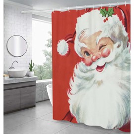 Sonernt Vintage Christmas Jolly Santa Claus Shower Curtain for Bathroom Polyester Durable Waterproof Bath Curtains Xmas Decor 72x72 Inches