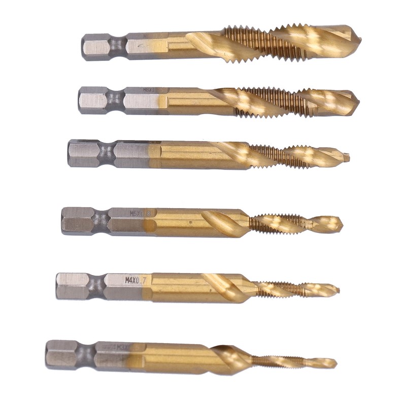 6Pcs Hex Shank Drill High Speed Steel Tap Chamfer Spiral