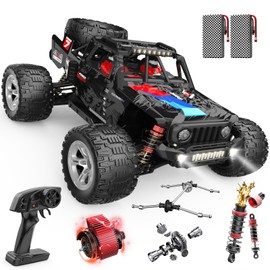 DEERC 1/10 Brushless RC Cars for Adults, 60 KMH 4x4 Off-Road RC Truck, Waterproof Remote Control Monster Truck, High Speed RC Car, All Terrain Remote Control Car for Boys, 2 * 3S Lipo Batteries