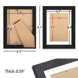 AEVETE 5x7 Picture Frames Black with 4x6 Mat for Wall Tabletop Display