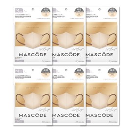 [MASCODE] 【 マスコード 公式店】 6袋セット 不織布 マスク 息がしやすい 蒸れにくい 耳が痛くならない バイカラーマスク 3Dマスク 小顔マスク 血色マスク ユニセックス メンズ ギフト 3Dマスク Mサイズ 6袋セット（1袋7枚入）（1袋7枚入） (ライトベージュ（ブラウン紐）)