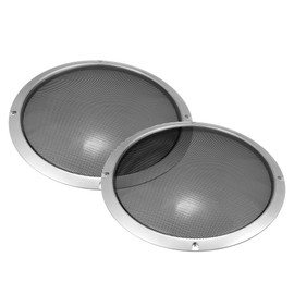 X AUTOHAUX 2pcs 10" Car Speaker Grille Cover Trims Round Grille Silver Tone