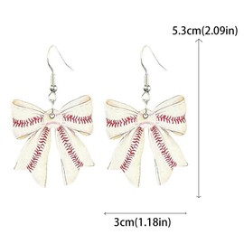 twinkle eye Ball Sports Accessories Bow ice cream Glove Sports Baseball Soccer Earrings Cute wood for Women Mom Game Day Jewelry-Bow