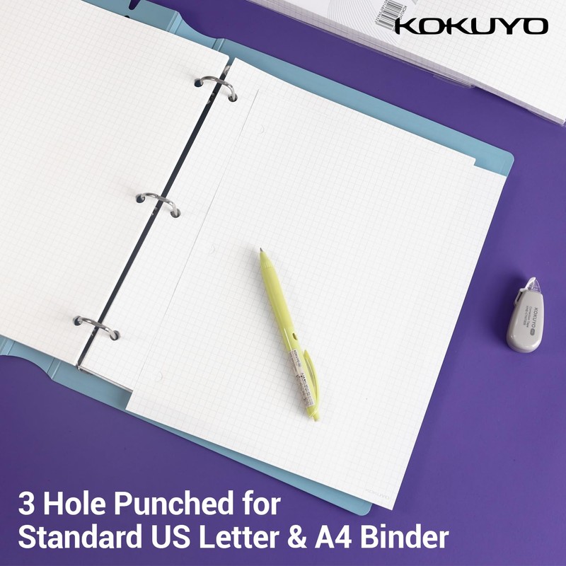 KOKUYO 5x5 Graph Paper, 8.25x11 Inches Loose Leaf Paper, 300
