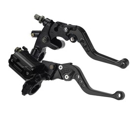 Clutch Lever Set Motorcycle Brake Lever 7/8 Inch Universal, Brake Clutch Master Cylinder Reservoir Lever, Handle Clutch Lever Set Upper Pump Hydraulic Adjustable Brake (Black)