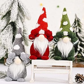GiftShop Christmas Gnome Xmas Decorations Home Decor Grey Red Green Gonk Nordic Ornaments Gift Fluffy Gnomes (Green)