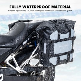 WILD HEART Motorcycle side bag stainless steel suspension waterproof bag Saddlebags 20L/25L waterproof Pianner Bag wear-resistant general-purpose Bike accessories (Grey, 25L, One Pack)