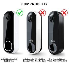 Anti-Theft Doorbell Bracket for Arlo Video Doorbell 2K (2nd Gen), Easy No-Drill Mounting Bracket, Weatherproof Protection for Arlo Doorbell Camera, Ideal for Homes, Apartments, Rentals