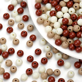 1000 abalorio redondas de acrílico de colores mixtos de 6 mm, abalorio de goma de mascar de plástico surtidas, abalorio sueltas con agujero pastel a granel para joyas, manualidades, suministros de manualidades (serie de café)