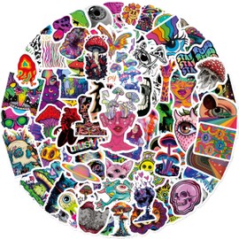 100 Pieces Trippy Stickers, Cool Psychedelic Aesthetic Stickers Waterproof Vinyl Gifts for Phone, Water Bottle, Luggage, Laptop, Adults Teens