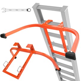 Ladder stabilizer, Extended Ladder Standoff Stabilizer Accessory for Roof Gutter＆Wall, Ladder Roof Stabilizer Heavy Duty Steel with Non-Slip Rubber Bottom pad, Orange, 7.4lb