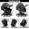 Universal Kinderwagen Sonnenschutz, Passend für 98% aller Kinderwagen, Mehrfach-Installationsmöglichkeiten, Schwarz