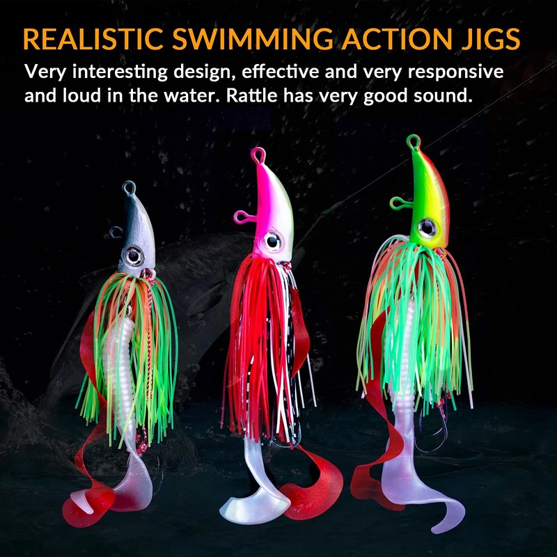 THKFISH 3pcs Rubber Jig Bass Lure Bass Jig Bass Saltwater
