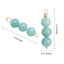 COGCHARGER 10 Pieces Triple Natural Myanmar Jade Round Beaded Connector Charms Natural Crystals Stone Pendant for Jewelry Necklace Earring Making Crafts