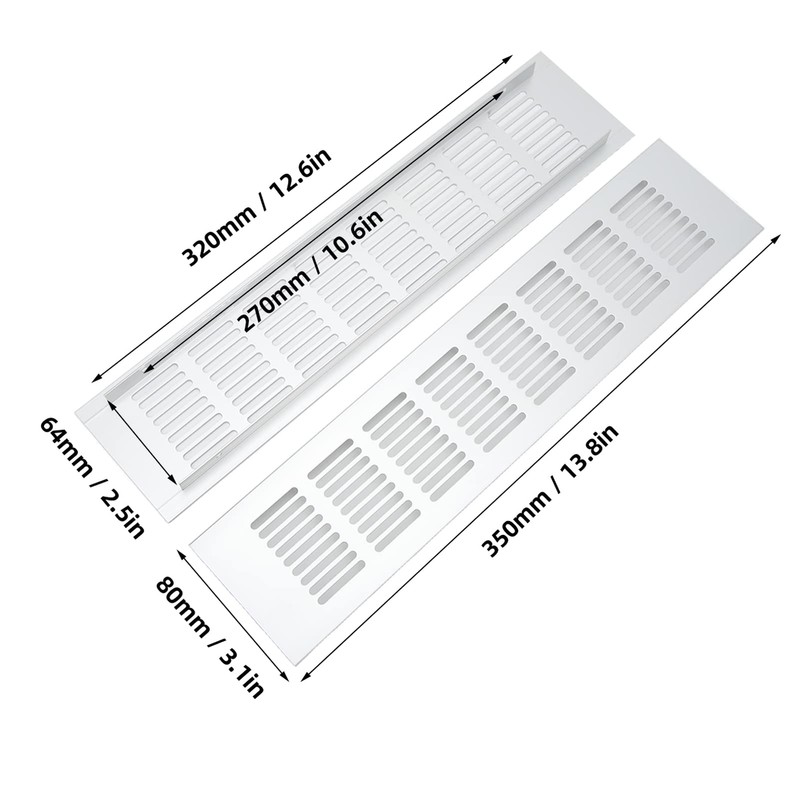 Aluminium Alloy Rectangular Vent Plate, 2 Pcs Air Vent Ventilation