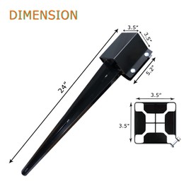 WIMART Fence Post Anchor 4''x4'', Heavy Duty Metal Fence Post Anchor Ground Spike 4''x4'' for Mailbox, Bird Feeder, Decking,... with The Black Powder Coating Cover on The Surface (Set 2)