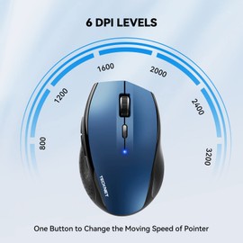 TECKNET Bluetooth Mouse, 3200 DPI Wireless Mouse, 2-Year Battery Computer Mouse 6 Adjustable DPI, 6 Buttons Compatible with Laptop/Windows/Computer